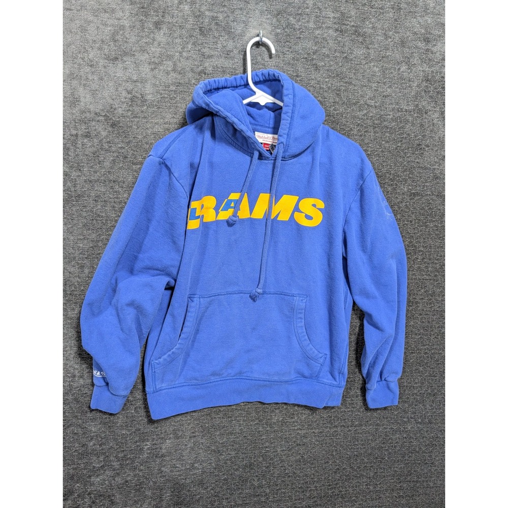 Mitchell & Ness Los Angeles Rams Hoodie Blue Yellow Pullover Mens Size Medium